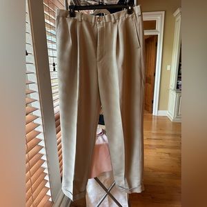 Men’s pleated and cuffed 38x32 Ping tan trousers
